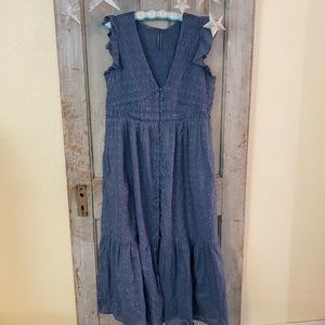 Blue Anthropologie Peregrine Midi Dress